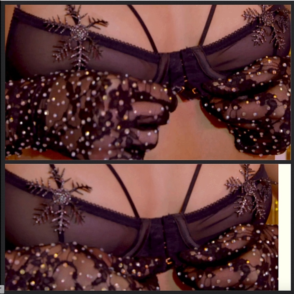 Savage Fenty Ultra Sexy Half Cup Black Mesh with Snowflake Appliqué Bra M